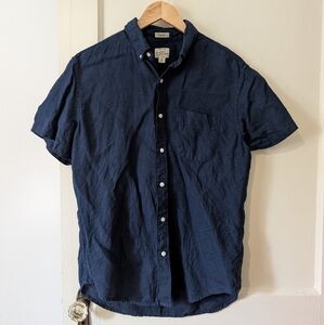 J.Crew M Navy Ink Classic Irish Baird McNutt Linen Button Down Top